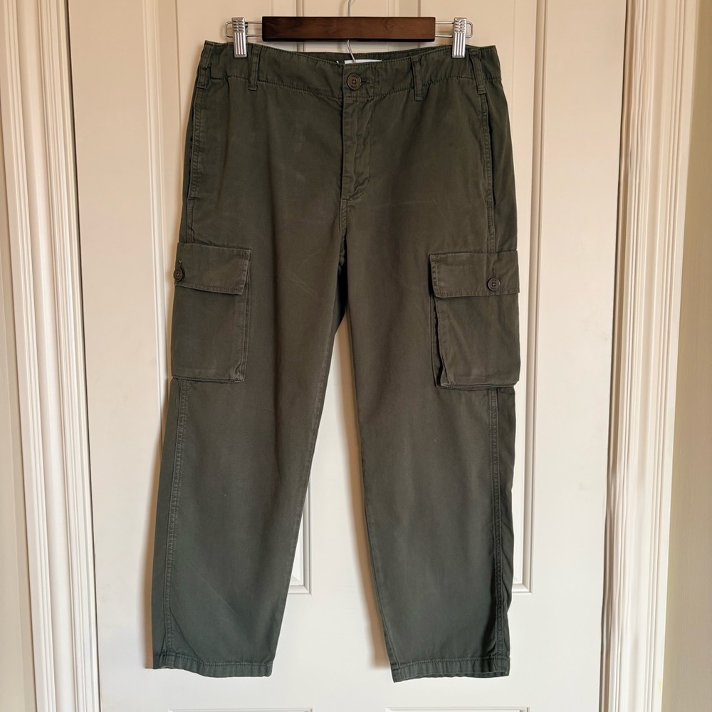 FRAME Women’s Relaxed Cropped Utility Cargo Pants Size 28 Olive Green Cotton - Picture 2 of 7